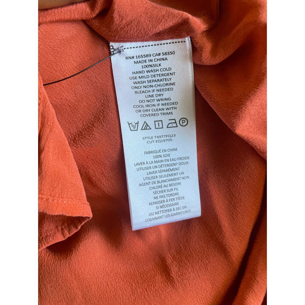 Equipment 100% Silk Burnt Orange Button Down Shirt • Business Casual • Size XS - Picture 5 of 5